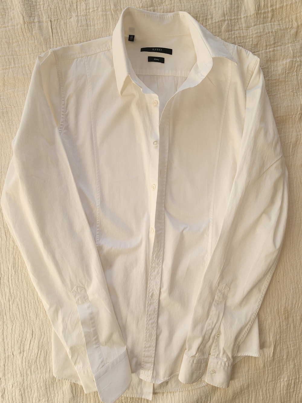 GUCCI Men’s White Dress Shirt with Spread Collar
